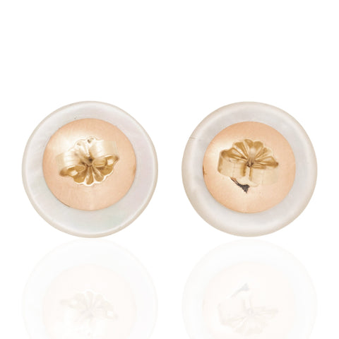 Vintage Old European Cut Diamond Mother of Pearl Stud Earrings