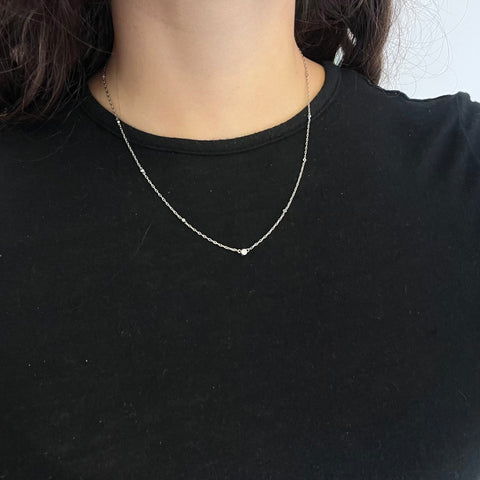 Vintage Old European Cut Diamond Station Necklace