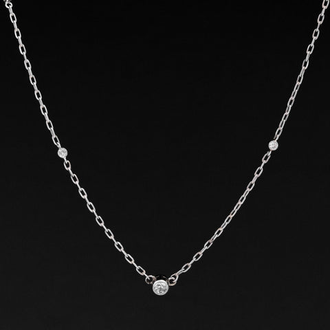 Vintage Old European Cut Diamond Station Necklace