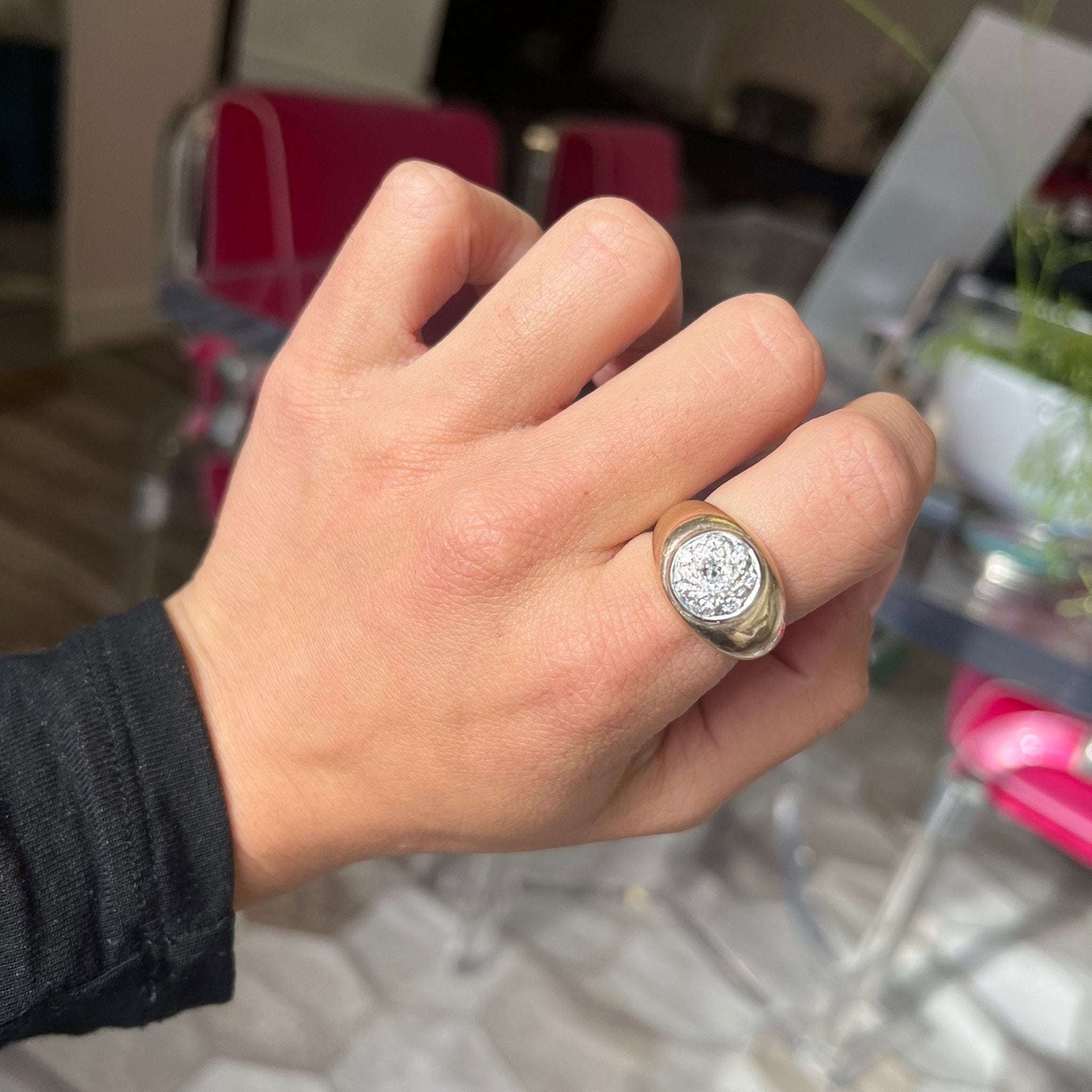 .48ctw Vintage Old Mine Cut Diamond Cluster Ring