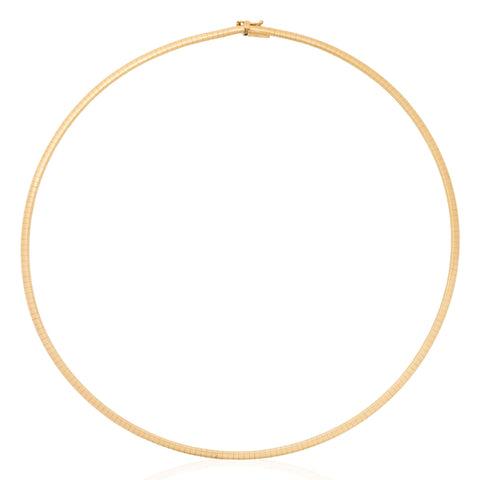 Vintage Italian omega necklace in 14kt yellow gold, 16 inches, 3mm wide – alternate view 3