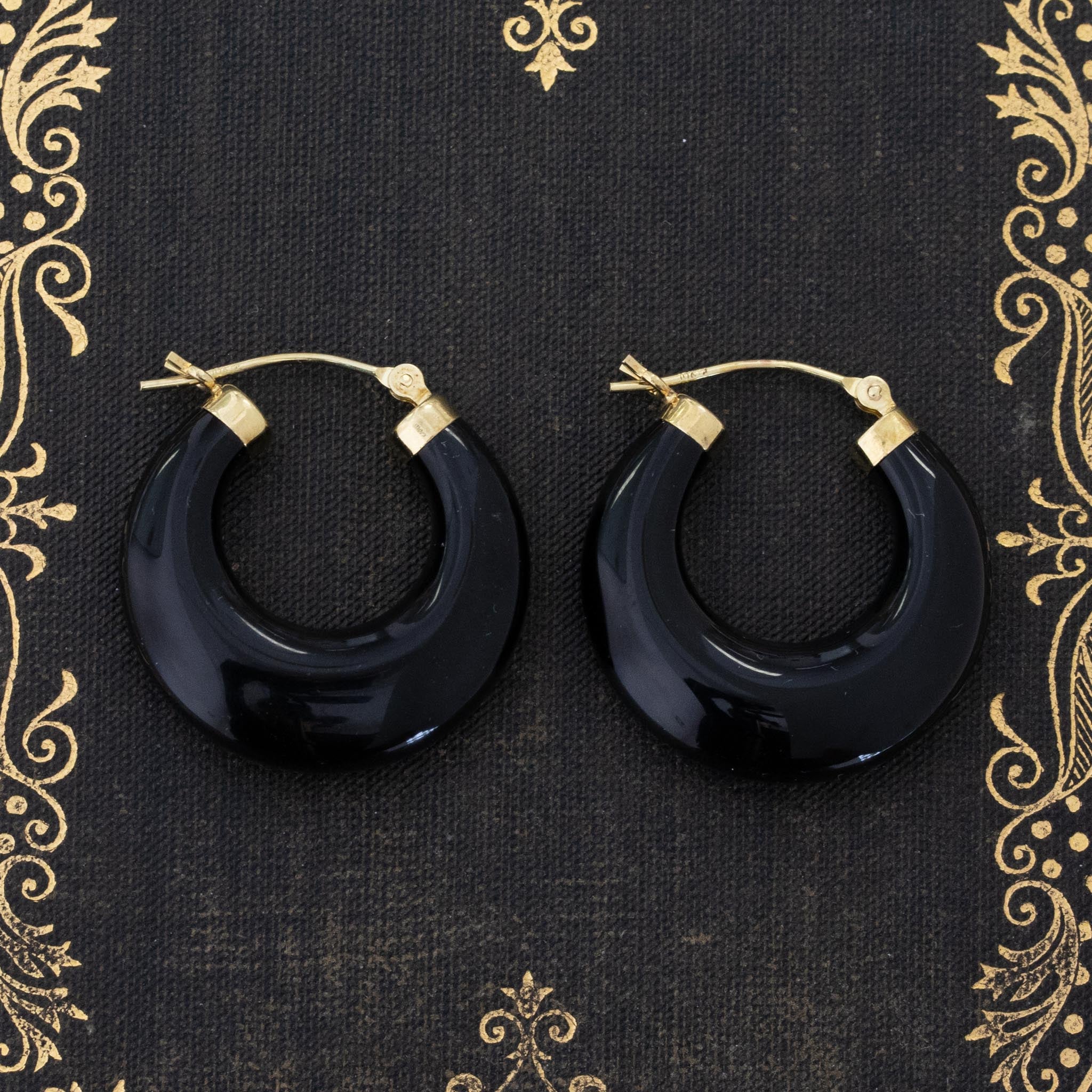 Black Onyx & Black Leather Earrings, Rustic Jewelry, Brass Hoop Earrings, Bohemian Earrings, Asymmetrical Earring, Lightweight Earrings order