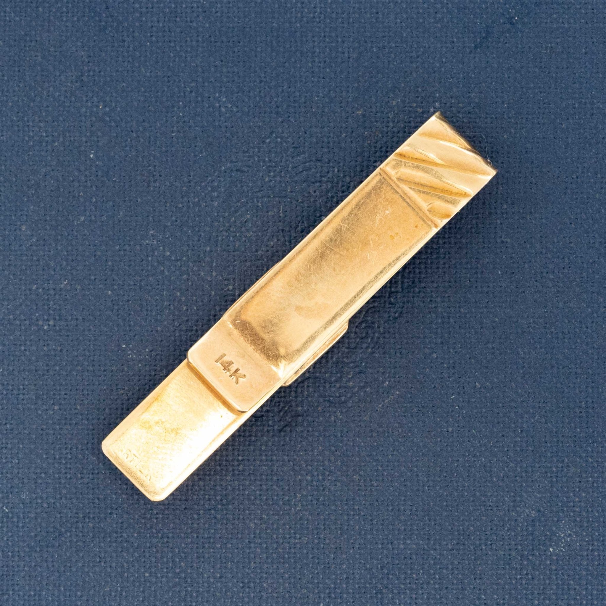 Estate Cartier solid gold money clip with black onyx