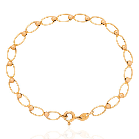 Vintage Italian oval link bracelet in 14kt yellow and rose gold