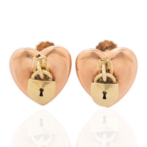 Vintage Padlock Heart Earrings