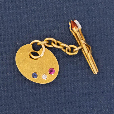 Vintage Paint Palette and Brush Charm / Pendant
