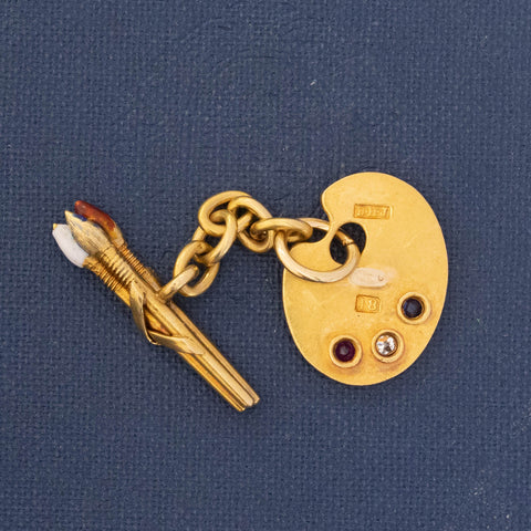 Vintage Paint Palette and Brush Charm / Pendant