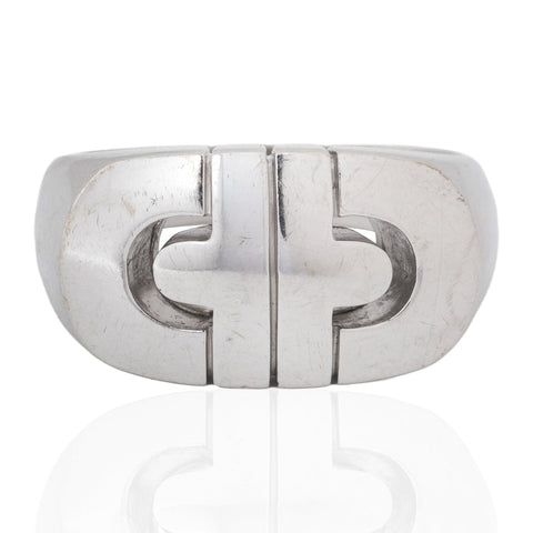 Vintage Bvlgari Parentesi signet ring in 18kt white gold – alternate view 3