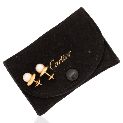 Vintage Cartier pearl stud earrings in 18kt yellow gold, 11.30mm – alternate view 6