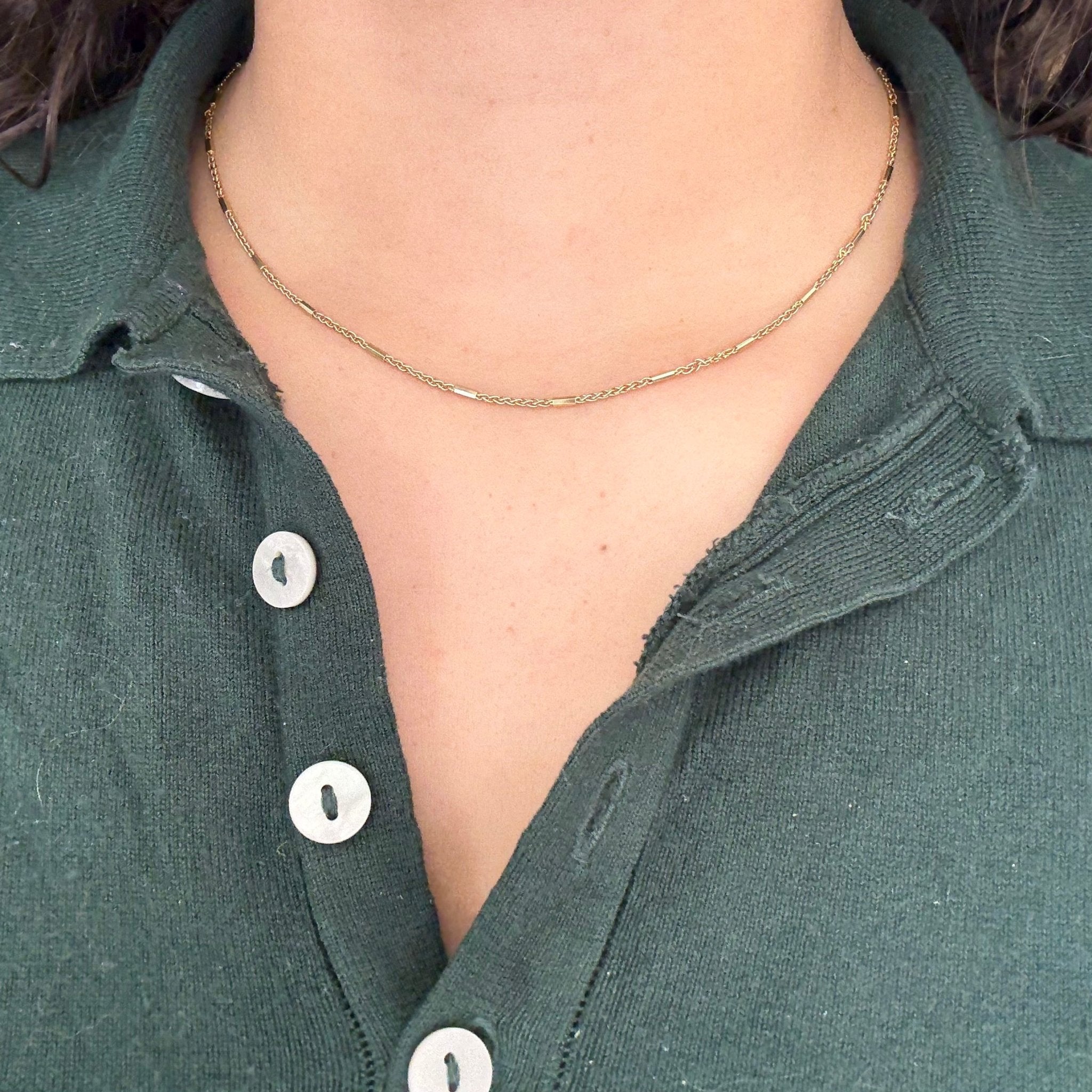 Vintage Petite Fancy Link Chain Necklace, Italian