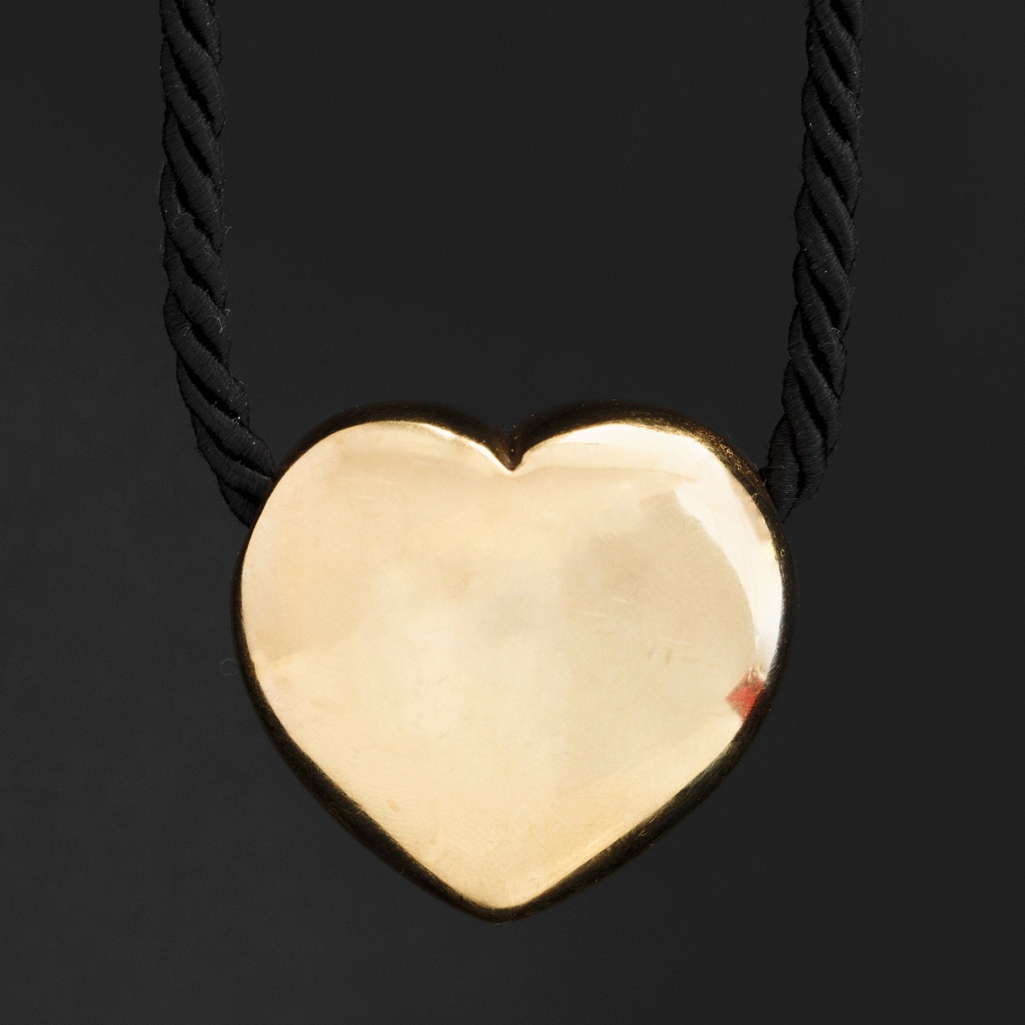 Vintage Puffy Heart Cord Necklace