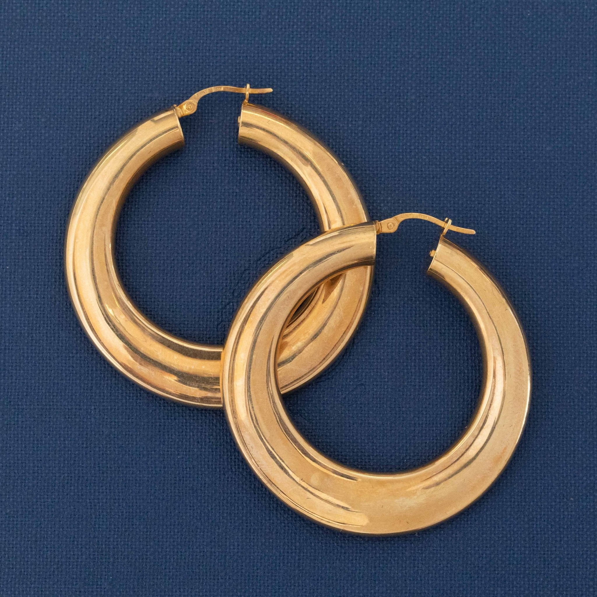 Vintage Puffy Wide Hoop Earrings, Italian