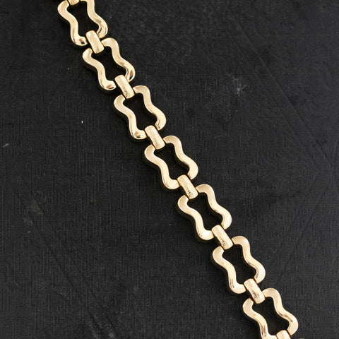 Vintage Rectangular Link Yellow Gold Bracelet