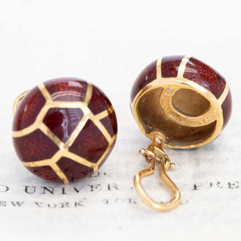 Vintage Red Enamel Clip-On Earrings, by Angela Cummings for Tiffany & Co.