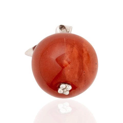 Vintage red jasper apple pendant charm in silver – alternate view 5