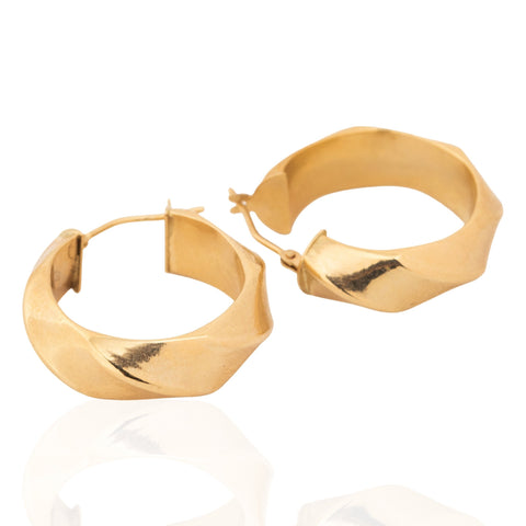 Vintage Ribbon Hoop Earrings, Italian