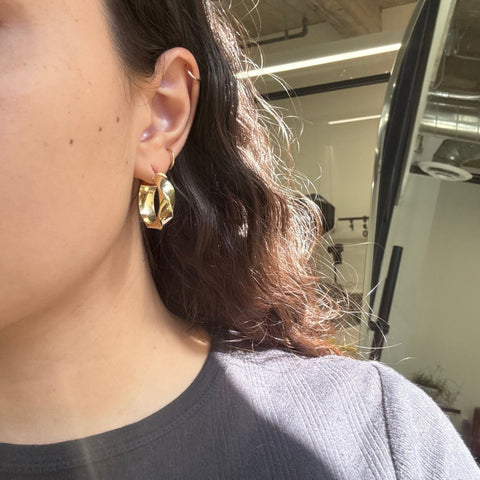 Vintage Ribbon Hoop Earrings, Italian