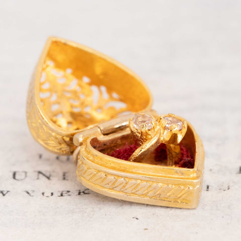 Vintage Ring Box Charm Pendant, English