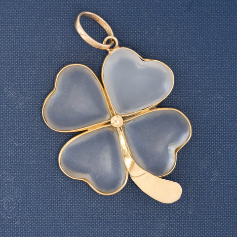 Vintage Rock Crystal Four Leaf Clover Pendant