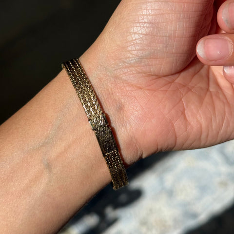 Vintage Rolex 14K yellow gold ladies watch with woven gold bracelet – alternate view 3