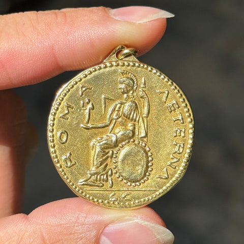 Vintage Roman Sestertius Coin Pendant, Italian