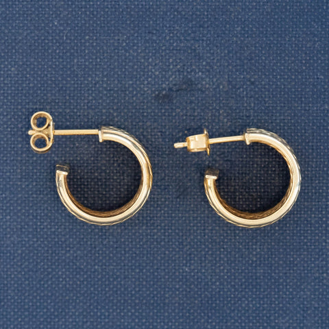 Vintage Rope Hoop Huggie Earrings, Italian