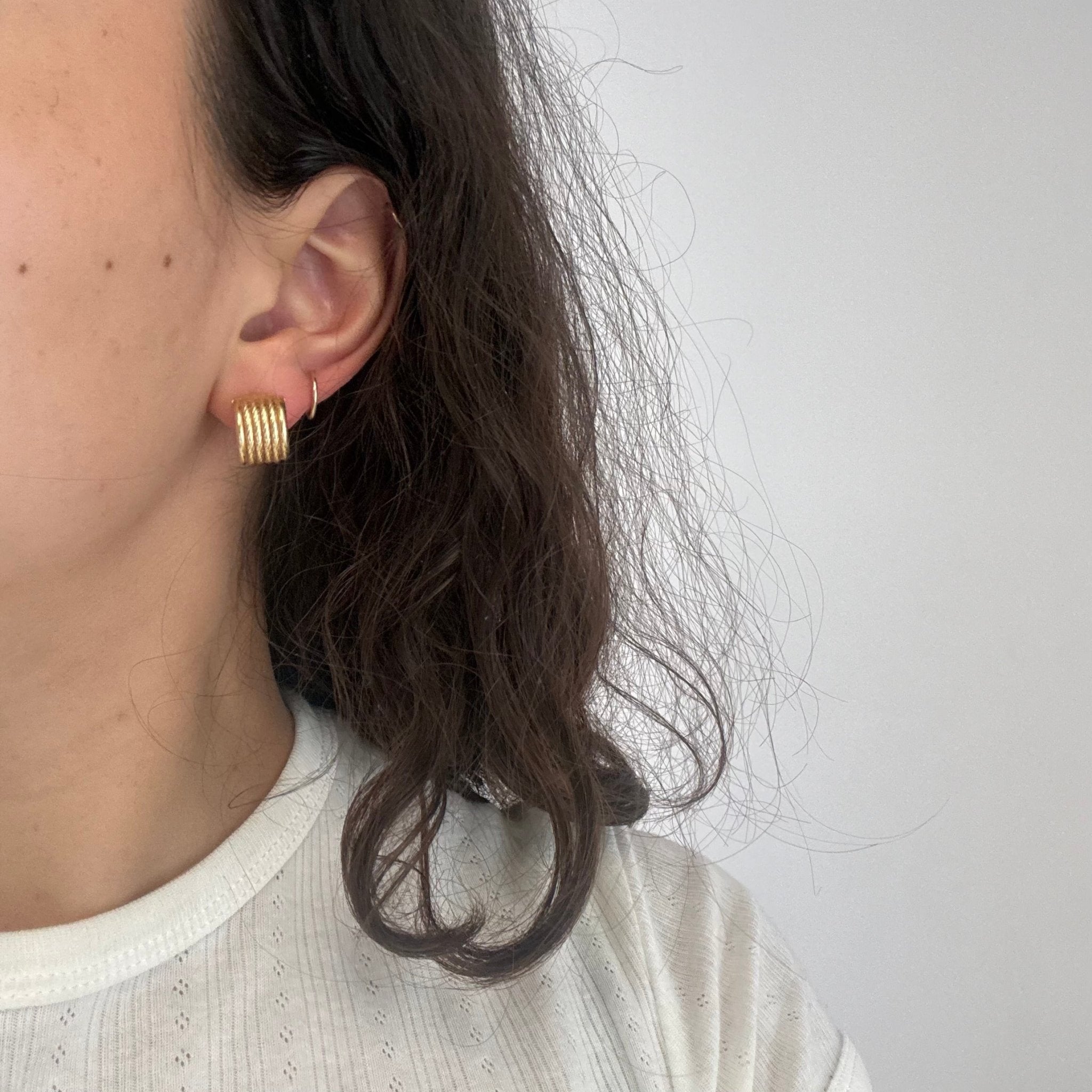 Vintage Rope Hoop Huggie Earrings, Italian