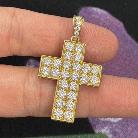 5.00ctw Vintage Round Brilliant Cut Diamond Cross Pendant, Cartier France