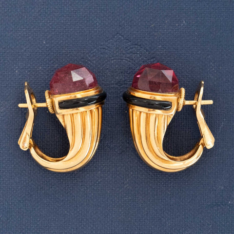 Vintage Rubellite Earrings, by Bvlgari