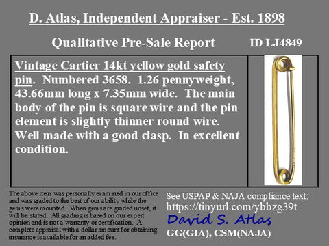 Vintage Safety Pin, by Cartier
