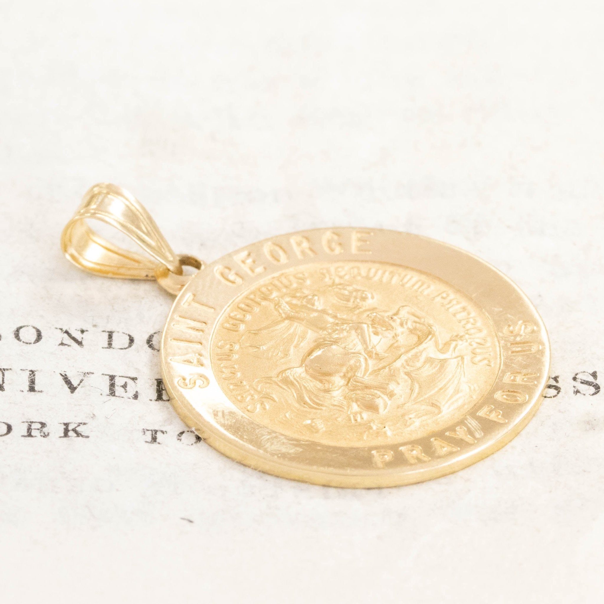 Vintage Saint George Pray For Us Medallion Pendant