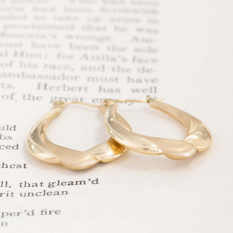 Vintage Scalloped Drop Hoop Earrings