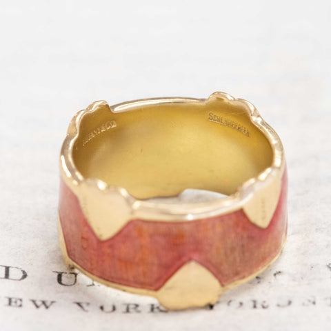 Vintage Schlumberger Heart Enamel Wide Band, by Tiffany & Co.