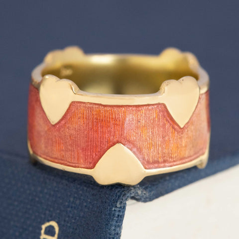 Vintage Schlumberger Heart Enamel Wide Band, by Tiffany & Co.