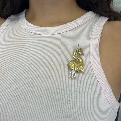 Vintage Sea Dragon & Trident Brooch