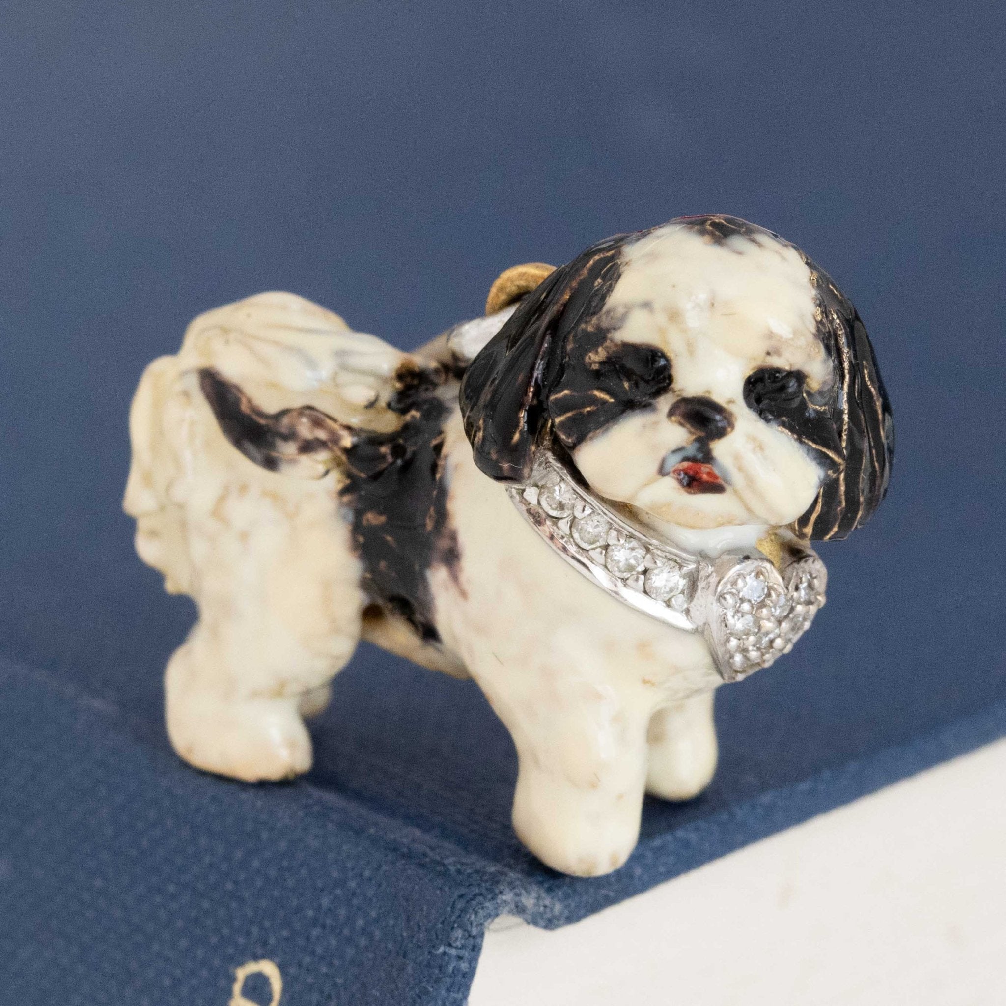 Vintage Shih Tzu Enamel Dog Pendant