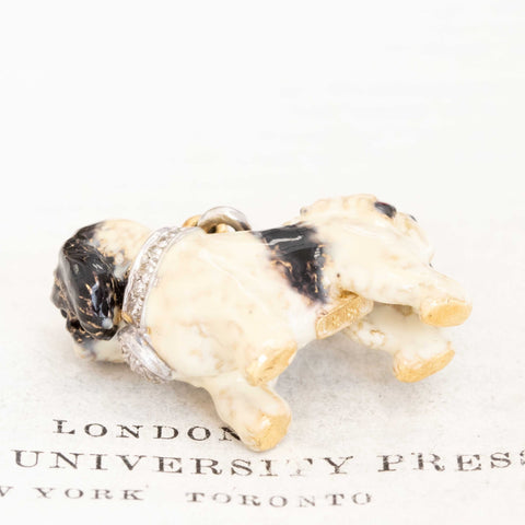 Vintage Shih Tzu Enamel Dog Pendant