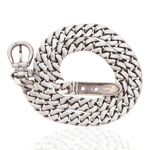 Vintage Silver Buckle Necklace, by Hermes Paris