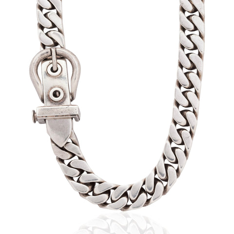 Vintage Silver Buckle Necklace, by Hermes Paris