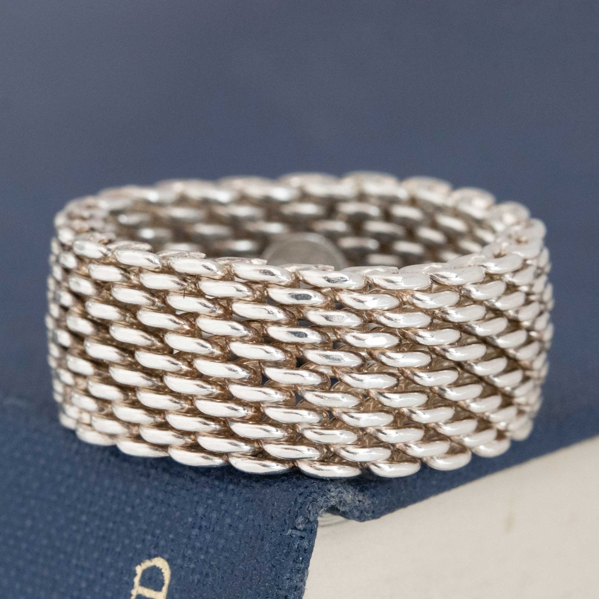 Vintage Silver Somerset Mesh Ring, by Tiffany & Co.