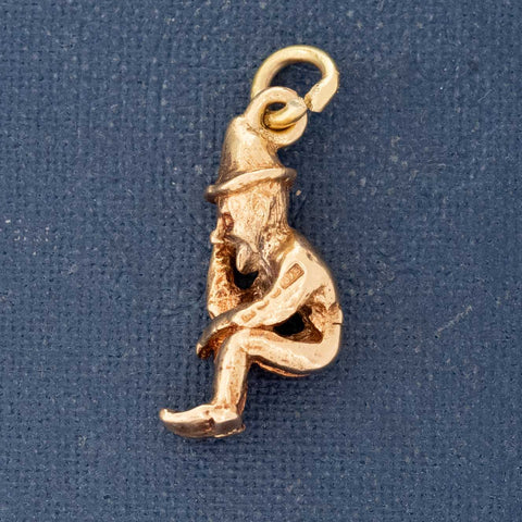 Vintage Sitting Gnome Charm, English