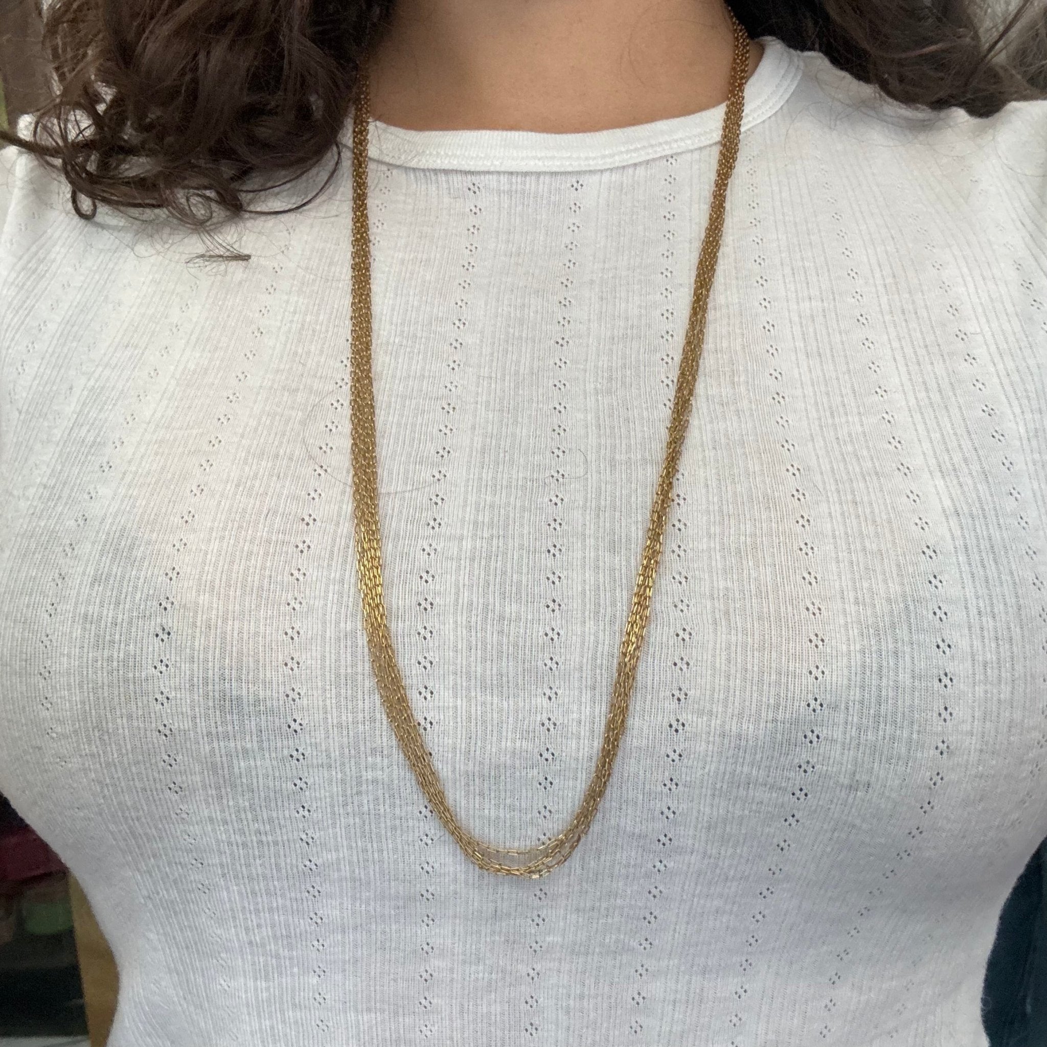 Vintage Six Row Long Paper Clip Chain Necklace