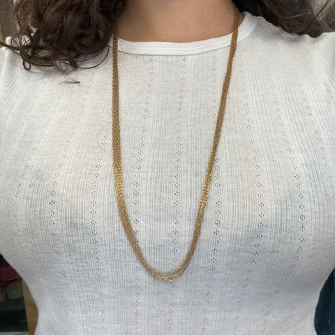 Vintage Six Row Long Paper Clip Chain Necklace