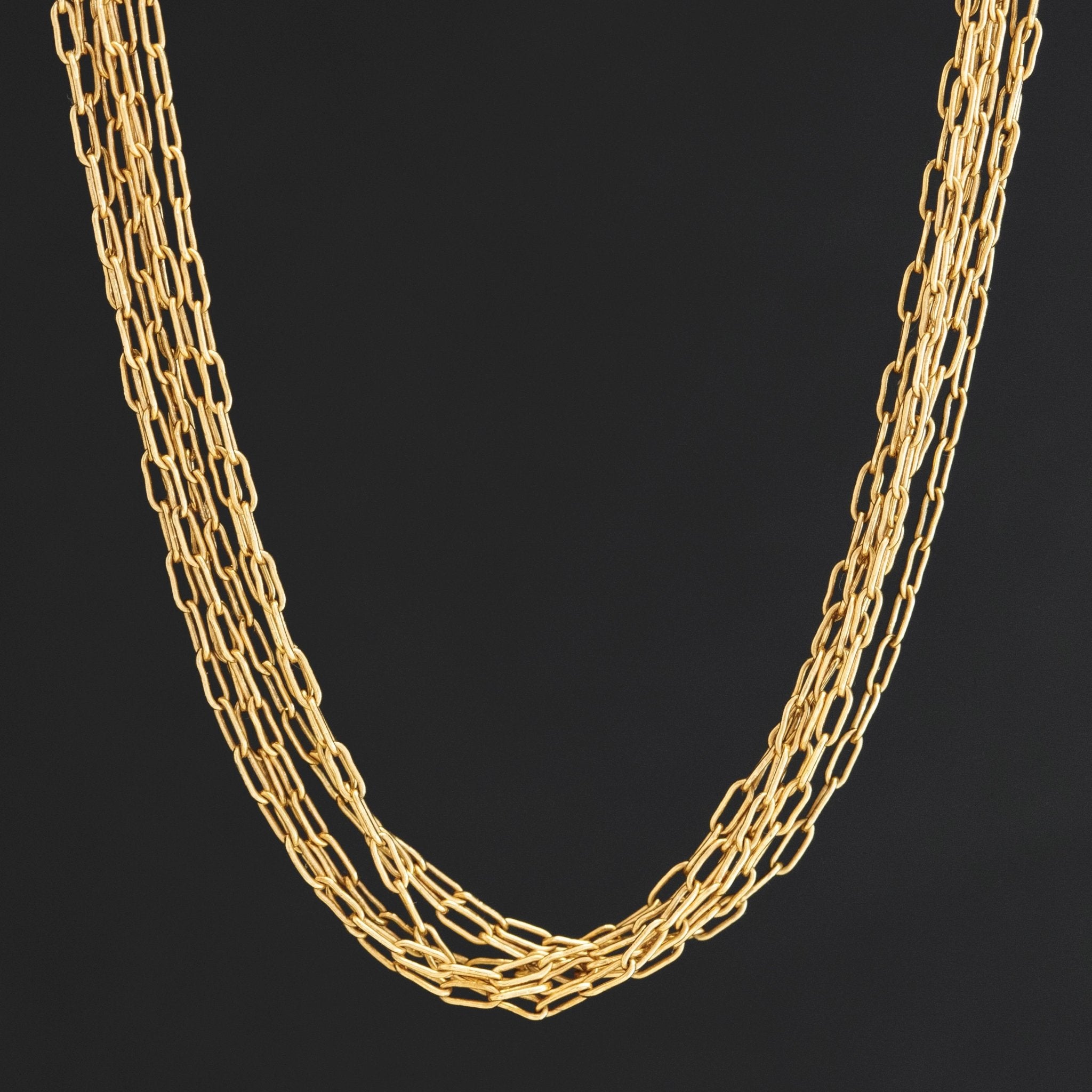 Vintage Six Row Long Paper Clip Chain Necklace