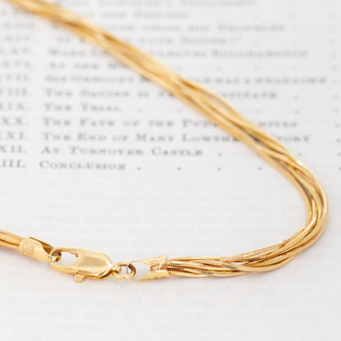 Vintage Six Row Snake Chain Necklace, 16"
