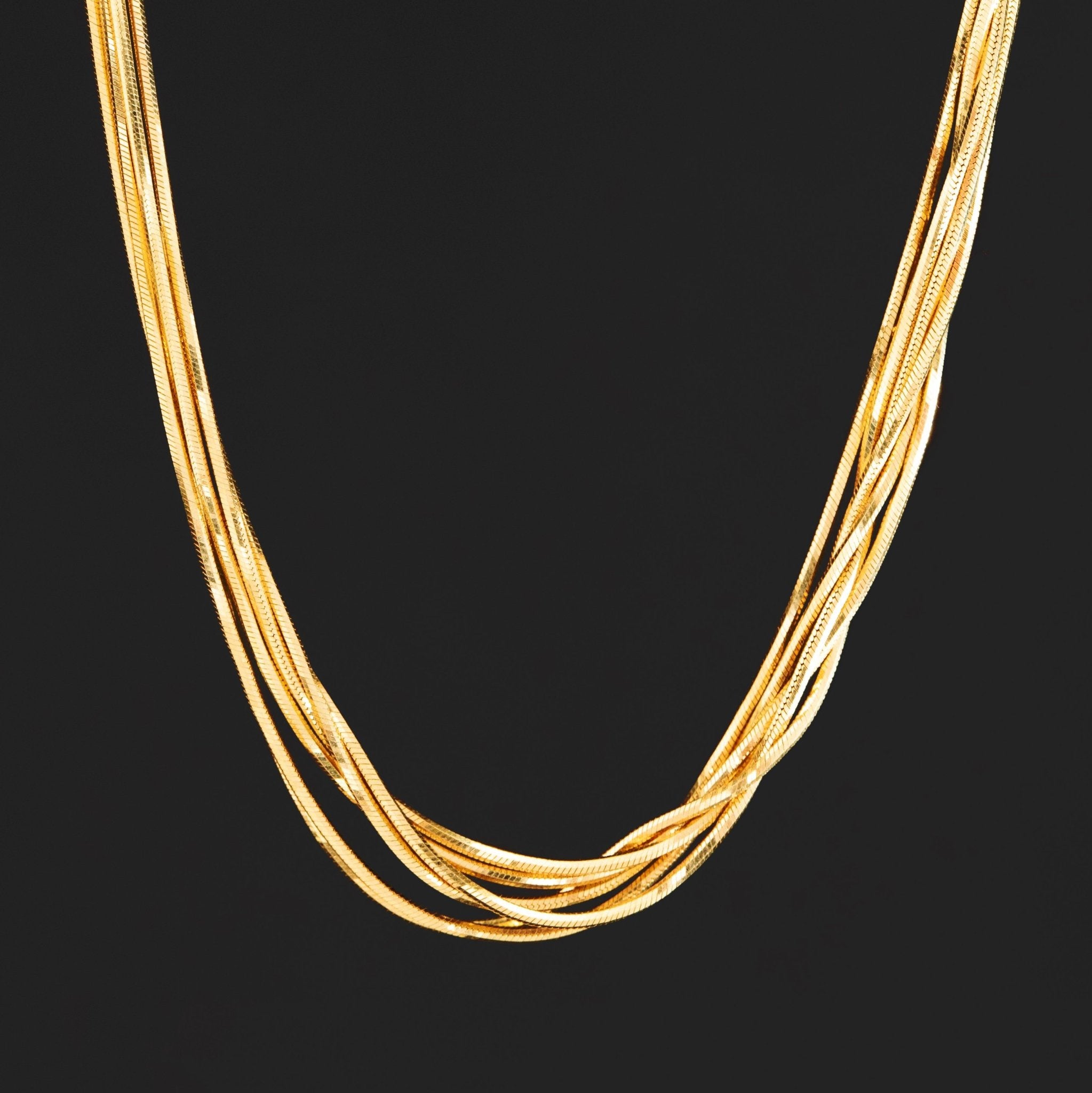 Vintage Six Row Snake Chain Necklace, 16"