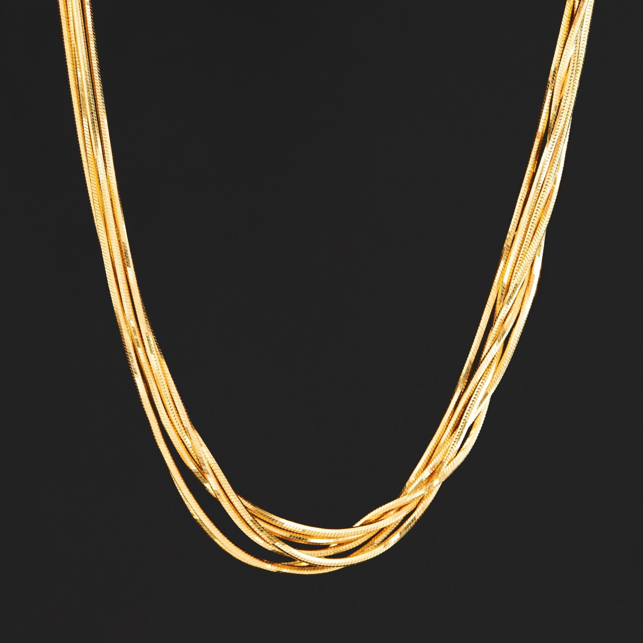 Vintage Six Row Snake Chain Necklace, 18"