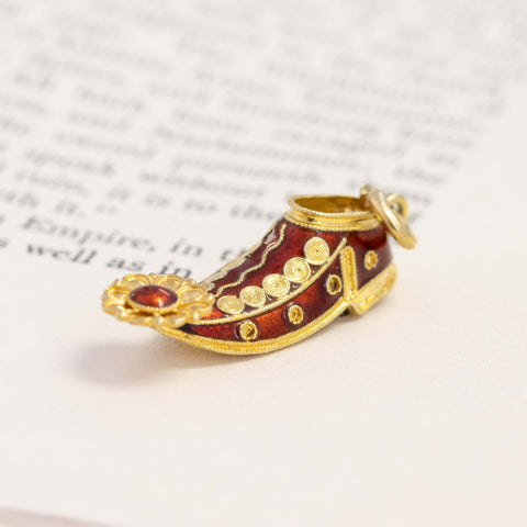 Vintage Slipper Enamel Pendant/Charm