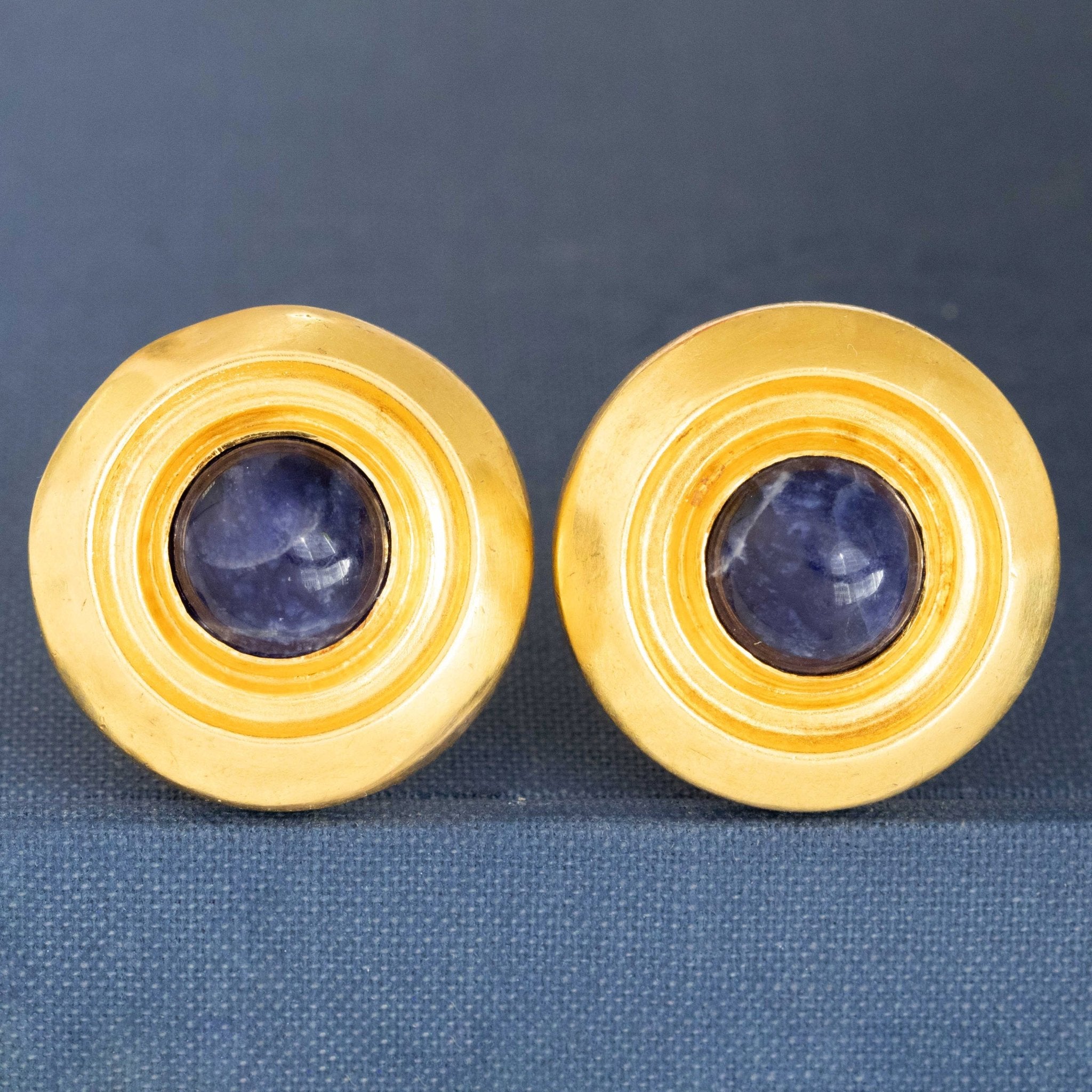 Vintage Sodalite Ear Clips, by Lalaounis