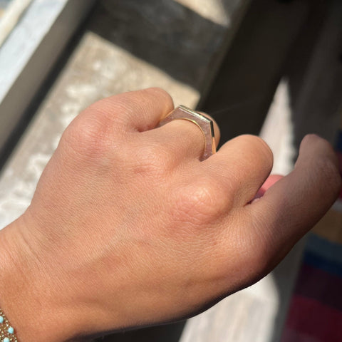 Vintage Strawberry Quartz Hexagonal Band